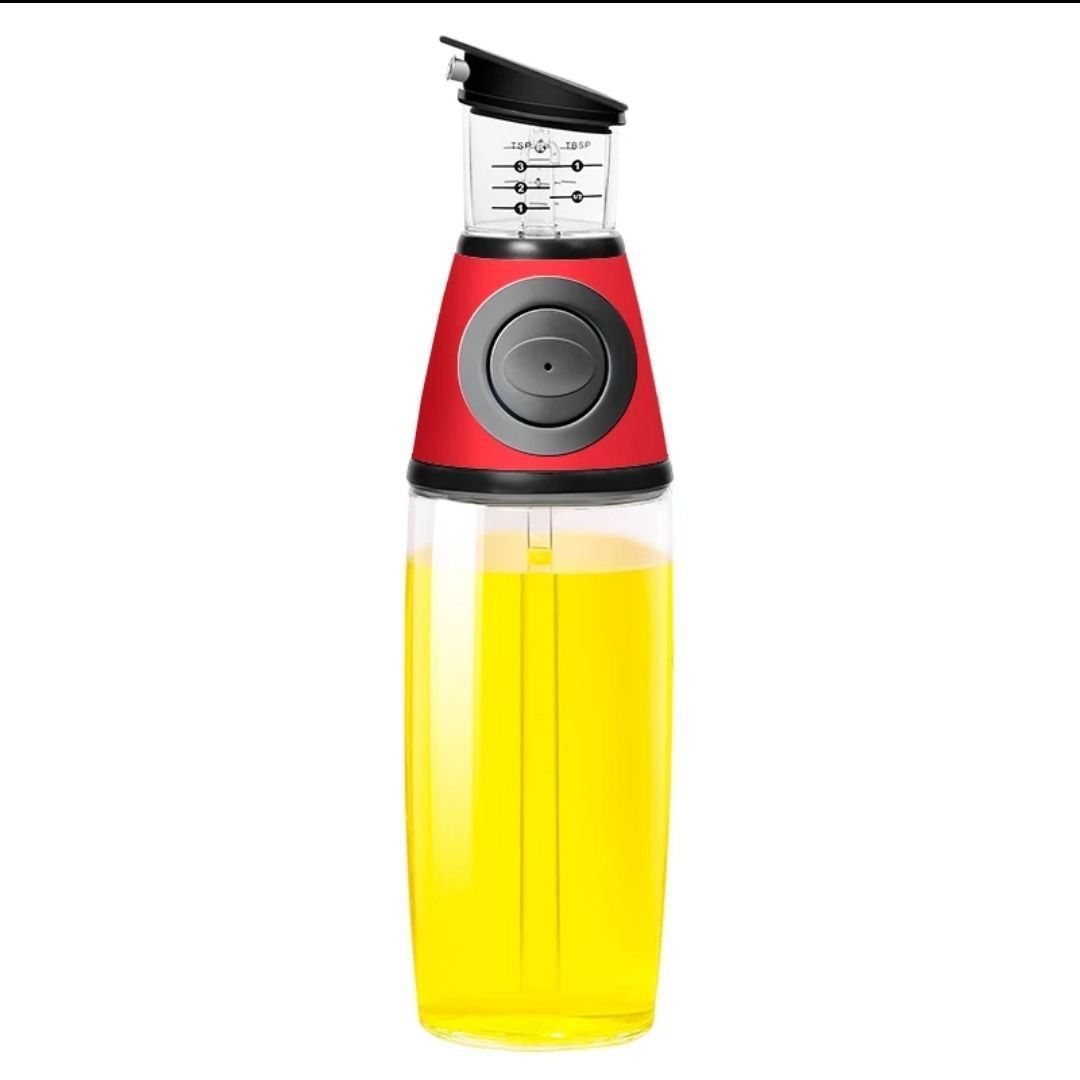 Kitchen controllable oil and vinegar oil bottle, press type with scale, no oil leakage, quantitative vinegar pot, leak-proof seasoning